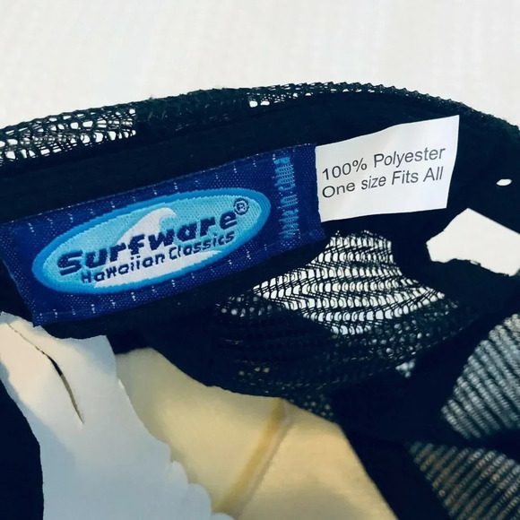Surfware Hawaiian Classics Mens Black White Adjustable Trucker Hat Cap One Size - Picture 6 of 8